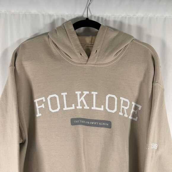 Taylor Swift Folklore Hoodie Women's Medium Light Brown Pockets Pullover - Picture 2 of 10